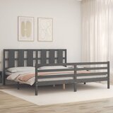  Okvir za krevet s uzglavljem sivi 200 x 200 cm od masivnog drva | shoptok.hr