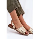 EVENTO Ladies Sandals On Flat Heel Eco Leather Golden Dereka | Shoptok.si