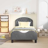  Krevet za djecu s uzglavljem Tamnosiva 80 x 160 cm Baršun | shoptok.hr