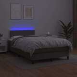vidaXL Box spring postelja z vzmetnico LED siva 120x190 cm um. usnje, (21111231) | Shoptok.si