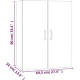 vidaXL Viseča omarica sonoma hrast 69,5x34x90 cm konstruiran les | Shoptok.si