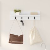 vidaXL Nadwyčajna obešalnik za plašče s polico Bela 60 x 10.5 x 18 cm | Shoptok.si