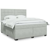 vidaXL Box spring postelja z vzmetnico svetlo siva 180x200 cm žamet | Shoptok.si