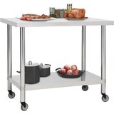 vidaXL Kuhinjski radni stol s kotačima 100x60x85 cm nehrđajući čelik | shoptok.hr