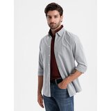 Ombre Elegant men's oxford shirt with embroidery - light grey | Shoptok.si