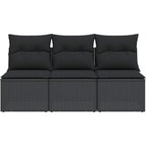  Vrtna sofa s jastucima za 3 osobe, crna, poliratan | shoptok.hr