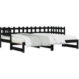  Dnevni ležaj na izvlačenje crni 2x (80x200) cm masivna borovina | shoptok.hr