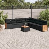 10-dijelni set vrtnih sofa s jastucima crni od poliratana | shoptok.hr