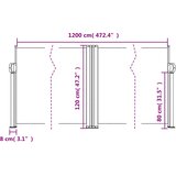  Bočna tenda na uvlačenje crvena 120x1200 cm | shoptok.hr