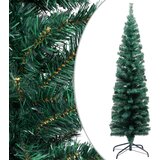 vidaXL Ozka umetna novoletna jelka s stojalom zelena 150 cm PVC | Shoptok.si