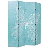  Sklopiva sobna pregrada s uzorkom leptira 160 x 170 cm plava | Eponuda.com