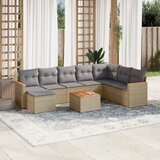 Maison Chic Seti vrtnega pohištva - Vrtna garnitura 9-delna z blazinami bež poli ratan, (21796789) | Shoptok.si