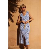 Marisse Blue Linen Dress With A Belt | ePonuda.com