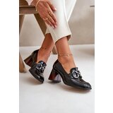 Laura Messi Leather Pumps With Decoration Black 2845 Cene