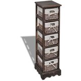 vidaXL Predalnik s 5 pletenimi košarami les rjave barve | Shoptok.si