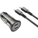 Borofone Auto Punjač sa kablom 1m Type-C to iPhone/lightning BZ26B Discovery PD45W 2xType-C car set transparent black Cijene