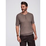 Ombre Men's knitted t-shirt with buttons at the neckline - ash | shoptok.hr