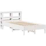 vidaXL Posteljni okvir z vzglavjem bel 120x190 cm trdna borovina, (21311267) | Shoptok.si