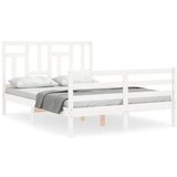 The Living Store Posteljni okvir z vzglavjem bel 120x200 cm trden les - Posteljni Okvir, (21529963) | Shoptok.si