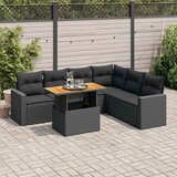  7-dijelni set vrtnih sofa od poliratana s jastucima crni Cijene