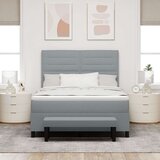  Krevet s box springom s madracem i klupicom svijetlo sive boje 160x200 cm Tkanina | shoptok.hr