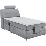 MID.YOU POSTELJA BOXSPRING 120 cm x 200 cm , tekstil, leseni material svetlo siva | Shoptok.si