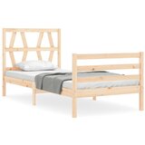 The Living Store Posteljni okvir z vzglavjem 90x200 cm trden les - Posteljni Okvir, (21523755) | Shoptok.si