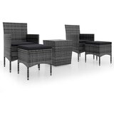  5-dijelni vrtni bistro set od poliratana i kaljenog stakla sivi | shoptok.hr