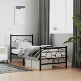 Maison Chic Kovinski Posteljni okvir - Enojna postelja - Postelja za odrasle z vzglavjem in vznožjem črn 75x190 cm, (21696139) | Shoptok.si