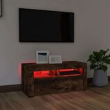 TV ormarić s LED svjetlima boja dimljenog hrasta 90x35x40 cm | shoptok.hr