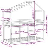  Krevet na kat s krovom bijeli 90 x 190 cm od masivne borovine | shoptok.hr