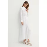 Pinko Bombažna obleka bela barva, 103728 A1XP