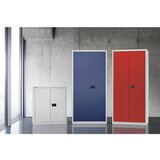 BISLEY UNIVERZALNA omara s krilnimi vrati, VxŠxG 1950 x 914 x 400 mm, s predelom za garderobo, svetlo siva / oxfordsko modra | Shoptok.si