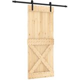  Klizna vrata Prirodna i crna 85 x 210 cm Čvrsta borovina | shoptok.hr