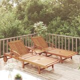  2-dijelni set ležaljki za sunčanje sa stolićem bagremovo drvo | shoptok.hr