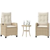  3-dijelni bistro set s jastucima bež od poliratana | shoptok.hr
