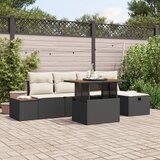 vidaXL 6-delni vrtni sofa set z blazinami Črni poli ratan Akacija | Shoptok.si