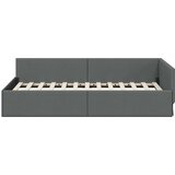  Kutni okvir kreveta Tamno siva 90 cm x 190 cm tkanina | shoptok.hr