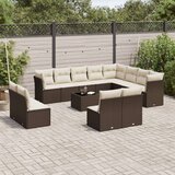 vidaXL 13-dijelni set vrtnih sofa s jastucima smeđi od poliratana | shoptok.hr