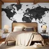  Foto tapeta - Black and White Map 343x256 Samoljepljiva | shoptok.hr