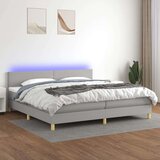  Box spring postelja z vzmetnico LED sv. siva 200x200 cm blago, (20789241) Cene