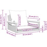  Klupa za ljuljanje s jastucima crna 63x62x40 cm od poliratana | shoptok.hr