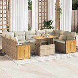 Maison Chic Seti vrtnega pohištva - Vrtna garnitura - Vrtni pohištvo set z blazinami 10-delna bež ratan/akacija, (21795906) | Shoptok.si