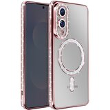 AVIZAR Ovitek za Samsung Galaxy S25 Edge, združljiv z MagSafe, z bleščečim robom, Šampanjec roza, (5000189965) | Shoptok.si