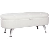 Nesta Sedežna klop s prostorom za shranjevanje, oblazinjena klop s pokrovom, klop za posteljo z videzom teddy žameta, kovinski okvir, bela, 114x47x46,5 cm, (5000493403) | Shoptok.si