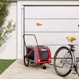 Prikolica za bicikl za pse crveno-siva od tkanine i željeza | shoptok.hr