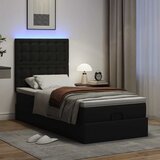 vidaXL Otomanski posteljni okvir z vzmetnico črn 90x200 cm um. usnje | Shoptok.si