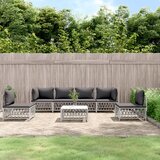 The Living Store Vrtna sedežna garnitura 7-delna z blazinami belo jeklo - Vrtna Sedežna Garnitura, (21424195) | Shoptok.si