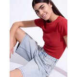 Reserved Slim fit majica kratkih rukava s mješavinom modalnih vlakana - crvena | shoptok.hr