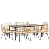 vidaXL Vrtna garnitura - 9-dijelni vrtni blagovaonski set s jastucima poliratan i staklo - Smeđa i krem ​​bijela 200 x 100 x 74 cm 8 u